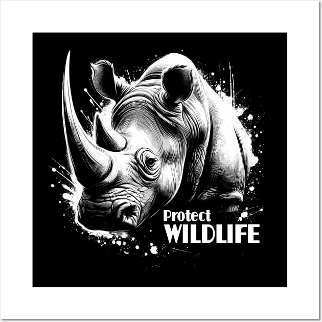 Rhino Protect Wildlife Wall Art by PrintSoulDesigns